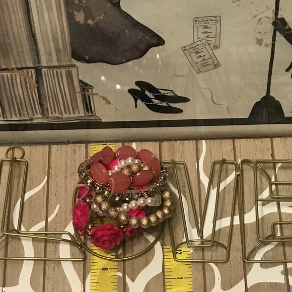 5Pcs Fashion Stretch Bracelet Set Pink - Picture 4 of 12